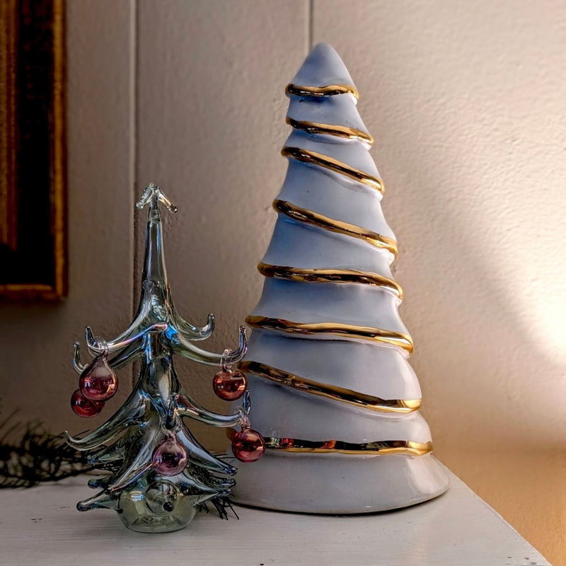 Snow covered porcelain tree