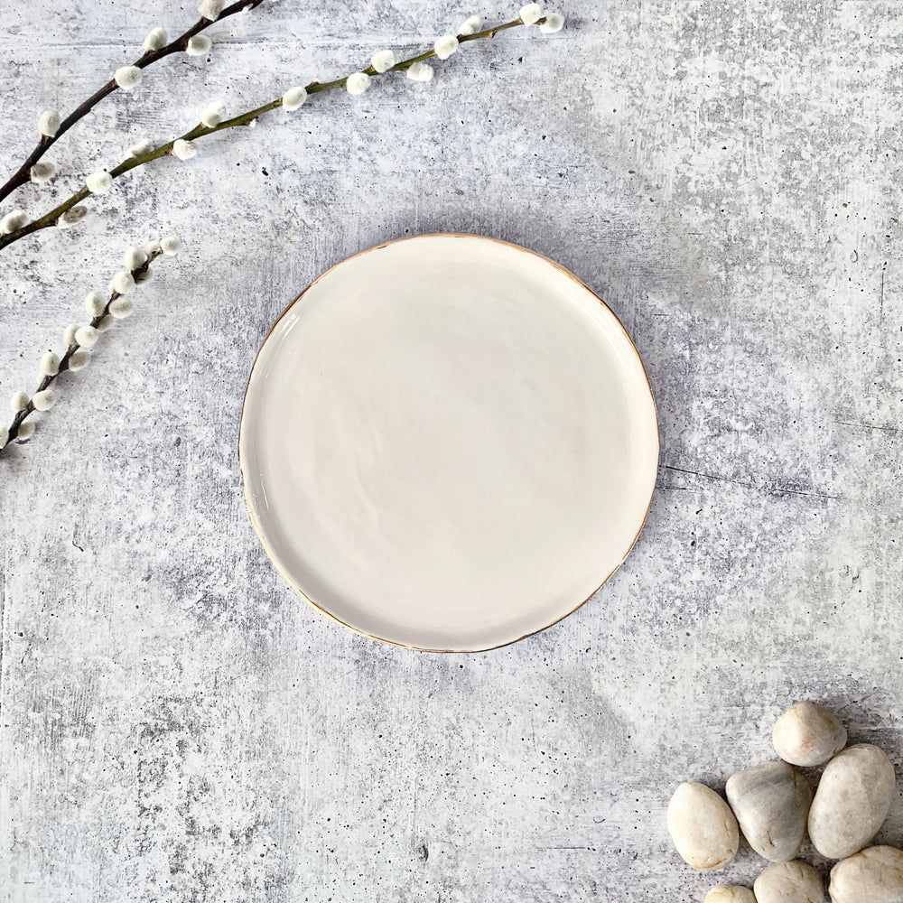 Rustic Elegant White and Gold Salad Plate