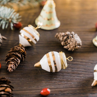White and Gold Bauble Ornament