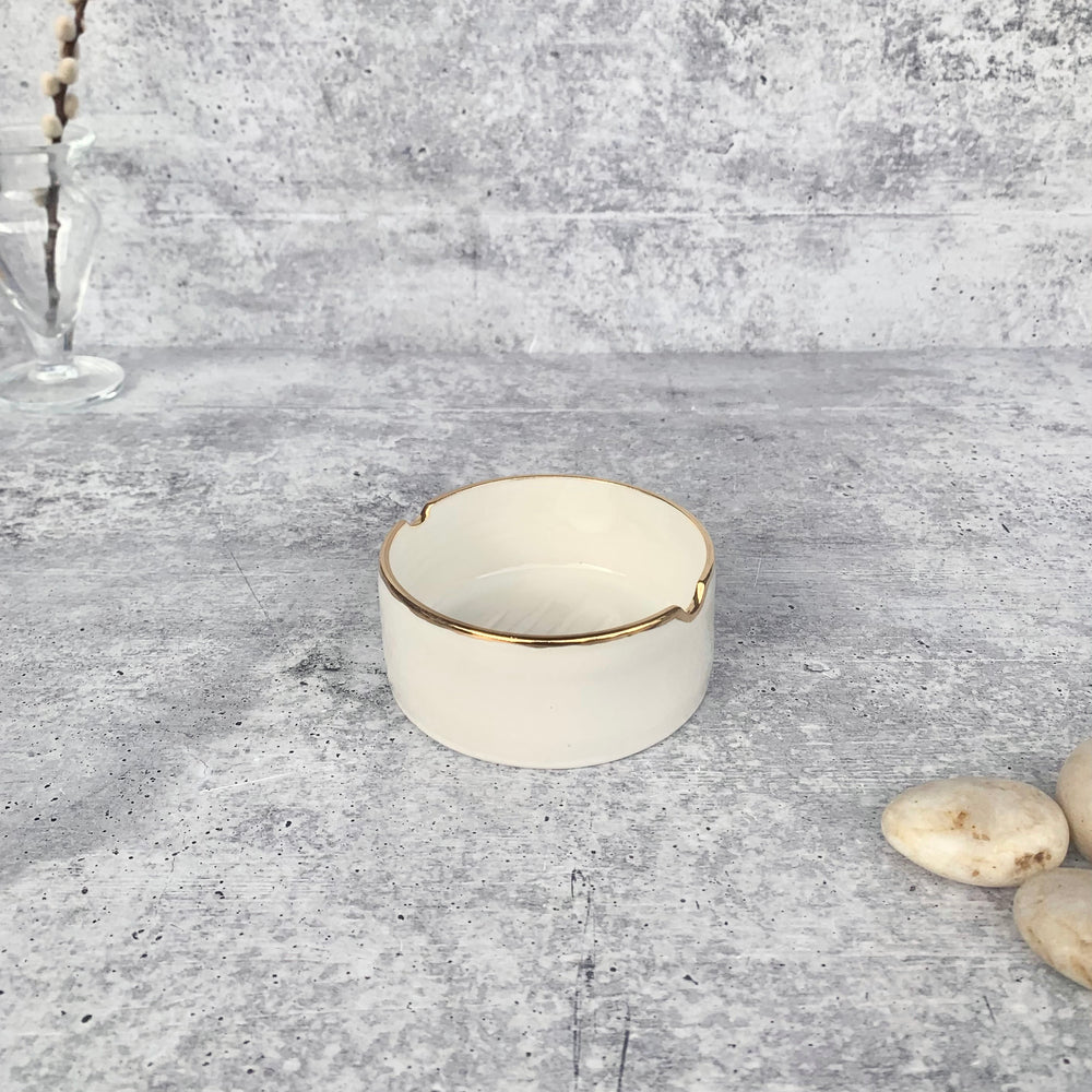 White Porcelain Painter's Palette with Gold Rim – Pottery by Eleni