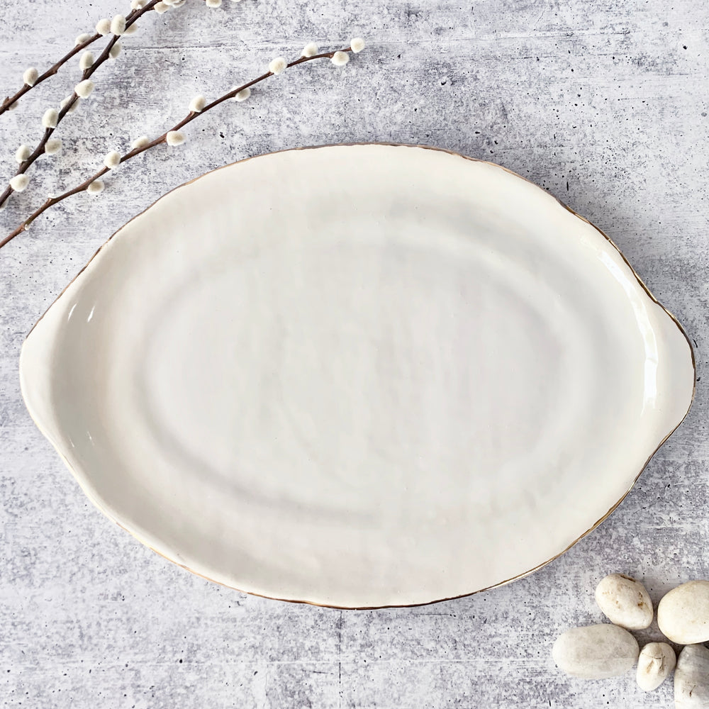 Large White and Gold Platter